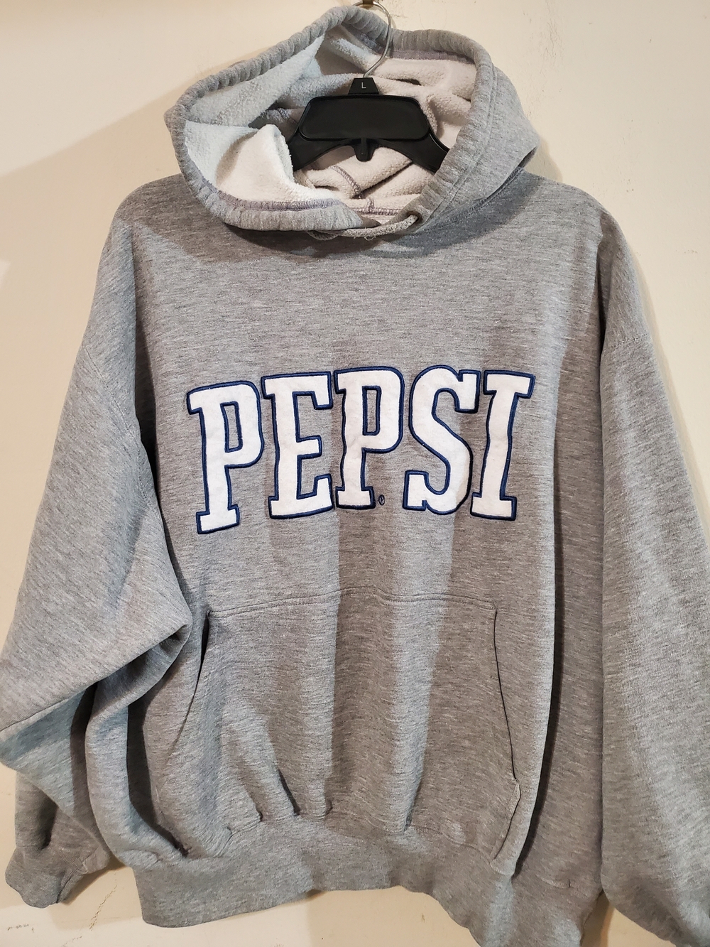 Y2k Pepsi Gray Hoodie with Embroidered Logo XL
